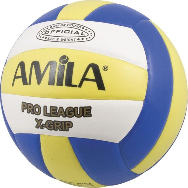 ΜΠΑΛΑ AMILA VOLLEYBALL *Pro League X-GRIP*SOFT-TOUCH* PVC *2mm /τρίχρωμη*41637*κολλητή*