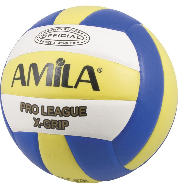 ΜΠΑΛΑ AMILA VOLLEYBALL *Pro League X-GRIP*SOFT-TOUCH* PVC *2mm /τρίχρωμη*41637*κολλητή